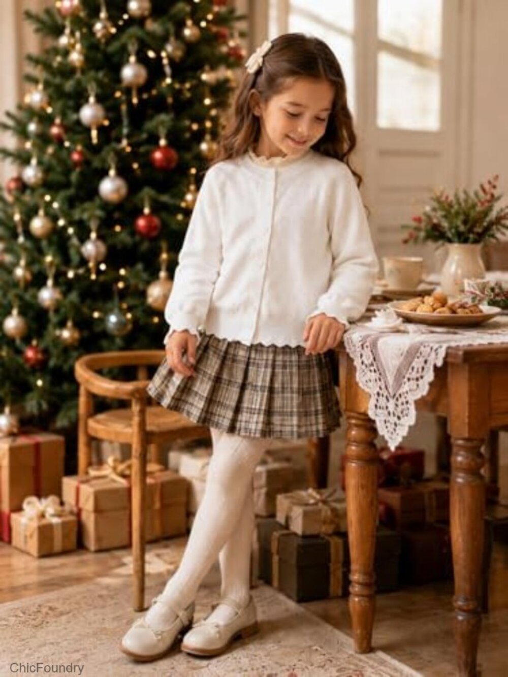 Girls Cardigan Sweater Button Down Knit Dress Cover Up Long Sleeve - Picture 2 of 7
